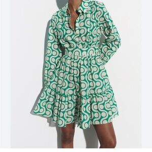 Zara The Amelie dress Green Tiered Ruffled Sundress with Bishop Sleeves
NWOT